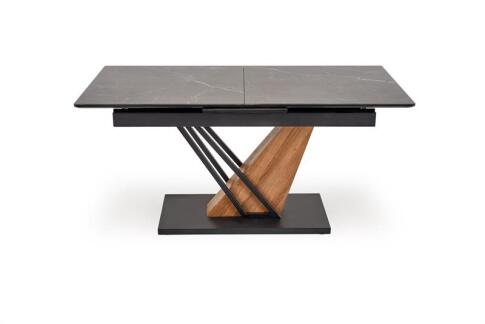 Стол обеденный HALMAR VOLANT 140 черный мрамор/дуб золотой 140-180/90