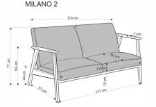 Диван HALMAR MILANO 2S tap. Castel 93 серый/орех