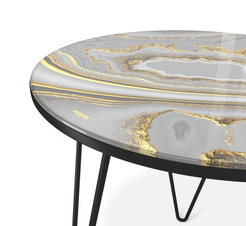 Стол журнальный Sheffilton SHT-CT27 золотистый пепел/черный муар