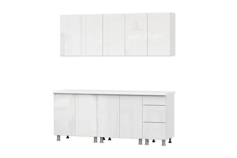 Кухонный гарнитур SV-МЕБЕЛЬ Модерн New (2,0м) (без столешниц) Белый / Белый глянец Бруно / Белый 