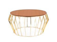 Стол журнальный SIGNAL ARIANA A дымчатый янтарь/золотой, d80