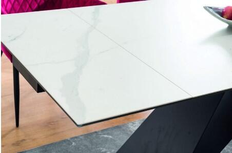 Стол обеденный SIGNAL WESTIN III Ceramic белый мрамор/черный мат 180-260/90