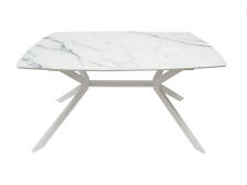 Стол ВВР Джерси Мрамор белый ф/п, белый глянец/белый