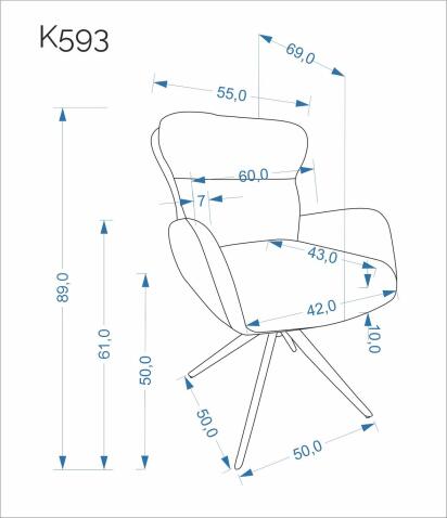 Стул HALMAR K593 серый/черный, поворотный