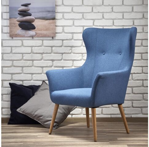 Кресло HALMAR COTTO синий/натуральный