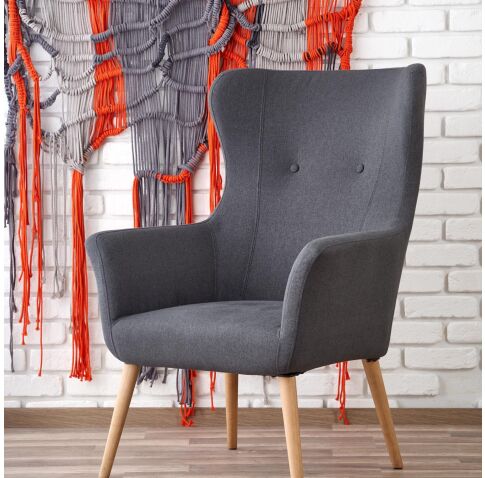 Кресло HALMAR COTTO темно-серый/натуральный