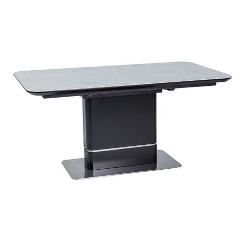 Стол обеденный SIGNAL PALLAS Ceramic 160 раскладной, серый мрамор/черный матовый, 160-210/90/76