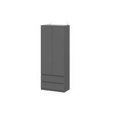 Шкаф NN Мебель (МС Денвер К) Графит серый, двухстворчатый с 2 ящ.