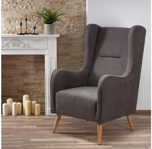 Кресло HALMAR CHESTER темно-серый (ножки натуральные)