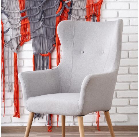 Кресло HALMAR COTTO светло-серый/натуральный