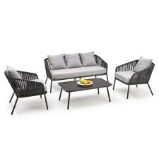 Комплект HALMAR ROCCA (софа + 2 кресла + стол журнальный), темно-серый/светло-серый